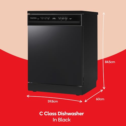 Russell Hobbs Freestanding Dishwasher, Class C, 14 Place Settings, 8 Wash Programs, 24-Hour Delay Start, Auto Door Open, Height Adjustable Basket and Flexible Cutlery Tray in Black, RH60DW10C1B - Image 3