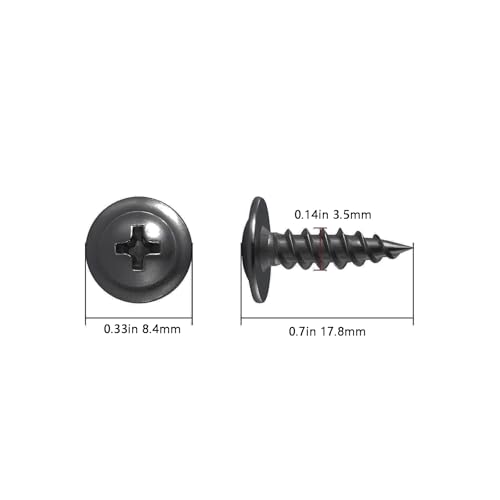 Image of Wensilon(500 pcs)#6x5 /8 inch Phillips Truss Head Wood Screws Black Galvanizing Quick Metal Self Tapping.