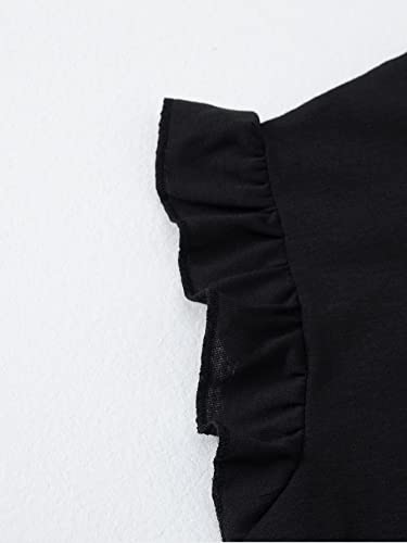 OYOANGLE Girl's Cute Graphic Print Ruffle Cap Sleeve T-Shirt Crew Neck Summer Tee Tops3