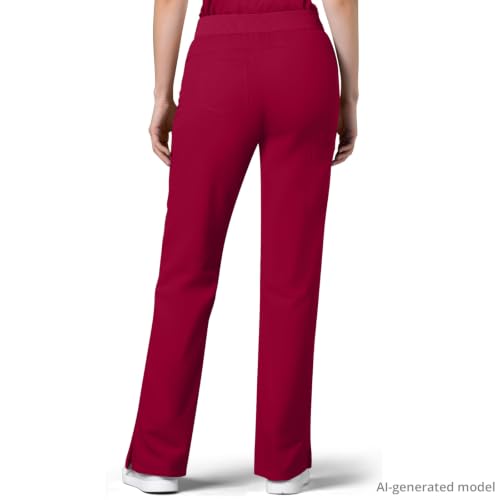 Image of Women's 7-Pocket Scrub Pants - Straight Leg, Mid-Rise, Drawstring | Soft stretch knit Mid-rise drawstring Side slits Wrinkle-resistant Machine washable For nurses /doctors /vets