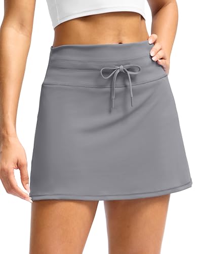 Soothfeel Saias de tênis femininas cintura alta golfe saia atlética com bolso short pickleball trein