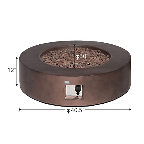 COSIEST Outdoor Propane Fire Pit Coffee Table w Dark Bronze 42 inch Round Base Patio Heater, Certified, 50,000 BTU Stainless Steel Burner, Free Lava Rocks, Waterproof Cover