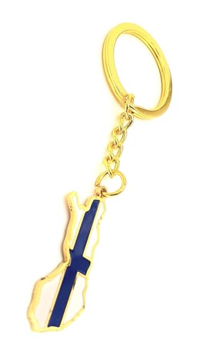 SNS Components Porte-clés en métal émaillé avec motif carte de la Finlande