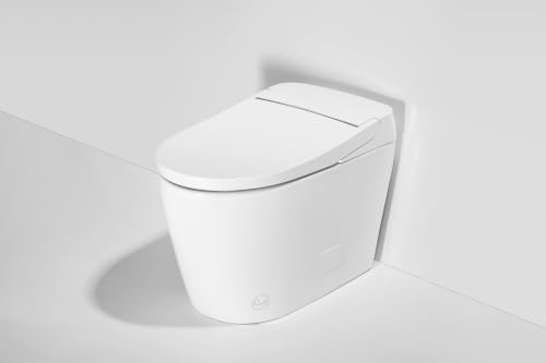 Inodoro inteligente con bidé integrado, diseño monobloque, blanco | descarga automática, asiento calefactado, boquilla autolimpiable, tapa de cierre suave, sensor sin contacto miniatura 2