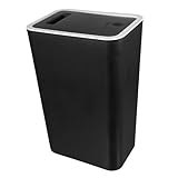 EPIGEIST Papelera con Tapa y Pedal de Plástico Cubo de Basura Compacto y Antideslizante para Cocina y Baño Diseño Moderno Negro con Impresión para Estrechos