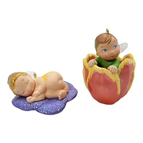 Hallmark Keepsake Ornament Pansy and Tulip Baby Fairy Messenger Series 2 Piece