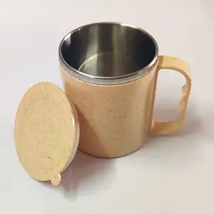 pure tattva Wheat Fiber Eco Mug - Ideal for Travel, Compact, Eco Friendly Coffee Mug with Steel Inside, Wheat Fiber