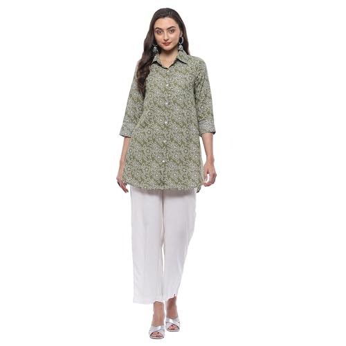 Image of BIBA Women Cotton Loose Solid Pants