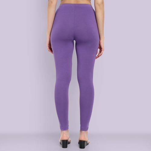 Image of ONE SKY Women Full Length Leggings | Cotton Modal Spandex Blend | High Waist Stretchable & Bio-Washed Fabric | Colour-Lock Technology | Comfortable Leggings for Women