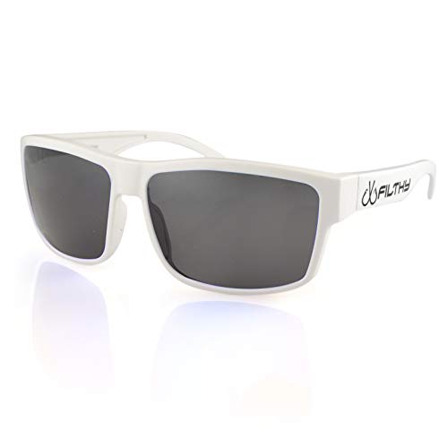 Filthy Anglers Ames Fishing Sunglasses White Frame and Smoked Polarized Lenses