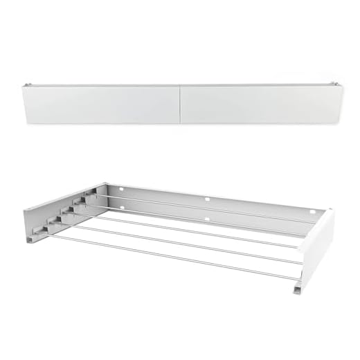 Peggy Perfect Clothes Airer 80 cm White for Wall Mounting, Wall Clothes Dryer, Collapsible, Extendable, Foldable and Space-Saving, Indoor and Outdoor Use Made of Stainless Steel and Aluminium