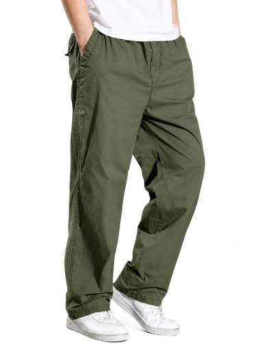 Image of Men's Pure Cotton Cargo Pants | Regular Fit Multi-Pocket Casual Trousers for Men | Solid Black Utility Cargo Bottom Wear | Comfortable Everyday Wear Pant