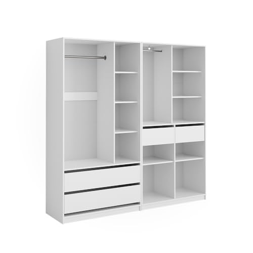Vicco Armoire à vêtements Elmo, Blanc, 200x200cm Lot de 2, pour Un Rangement Flexible de différents Types de vêtements