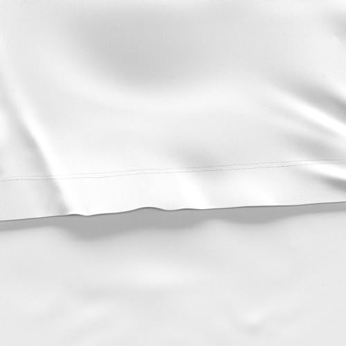Image of Amazon Basics 3 Piece Bed Sheets Set, 100% Cotton Jersey, Includes Super Soft, Flat and Fitted Sheets, Pillowcase, Toddler, White, Solid