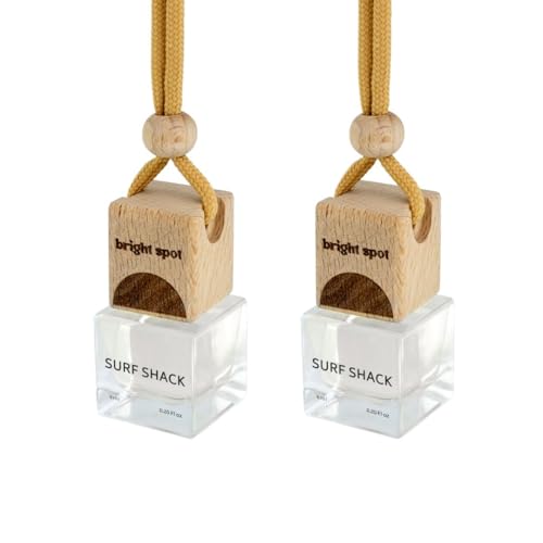 Bright Spot Surf Shack Car Fragrance - Premium Car Hanging Air Freshener, 120 Days Long-Lasting Fragrance for Auto and Home | Coconut & Woody | Coconut, Sandalwood| Non-Toxic, Cruelty-Free| 2 Pack