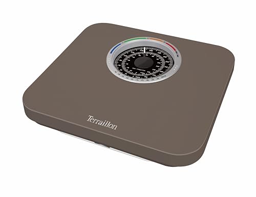 TERRAILLON - Bilancia da bagno meccanica - Quadrante grande con indicatore BMI, 150 kg max - Modello 'Nautic Up', marrone