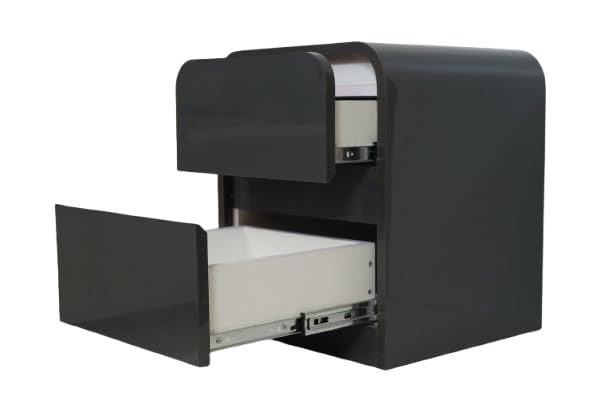 Techno Modular System Techno Modular System Compact Black Office Table with Dual Drawers ...