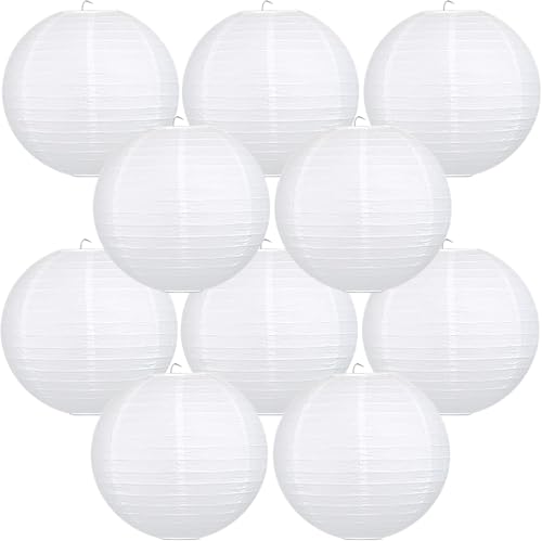 DARENYI 提灯 白 ちょうちん 直径30cm 10個セット 紙提灯ペーパーランタン 提灯 祭 お盆飾り 夏祭り 初盆 新盆 飾り付け 装飾 イベント飾り 丸型 無地