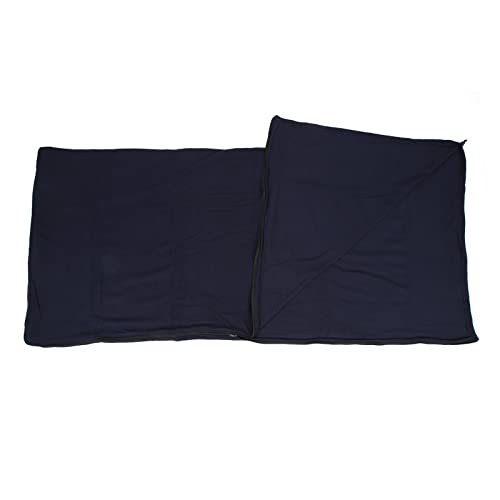 Fleece Sleeping Bag Liner, Thickened Zipper Camping Blanket Hygienic for Traveling (Navy Blue)