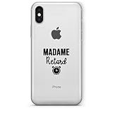 ZOKKO Coque iPhone XS Madame Retard - Souple Transparente Encre Noir