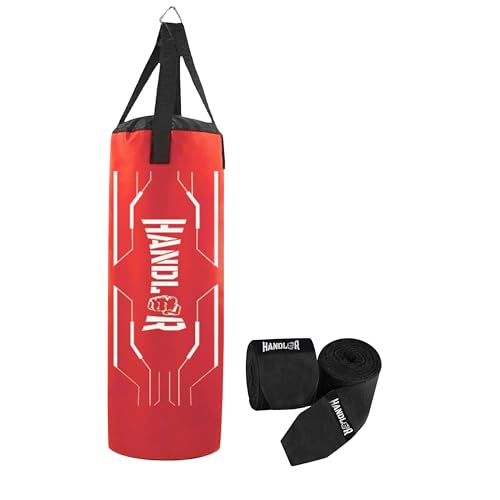 Image of Handler Synthetic Leather Unfilled Punching Bag for Boxing, MMA & Home Training - Heavy Duty Hanging Bag for Adults & Kids, Kickboxing, Karate, Taekwondo (3,4,5 ft) (Red, 5 Feet (60 Inches))