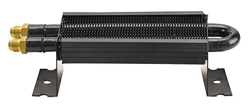 Derale Performance Fluid Cooler 7000 Series 2 Pass 8.875 x 2.625 x 1.75 in Tube Type 6 AN Male Inlet/Outlet Aluminum/Copper Black Powder Coat Universal Each