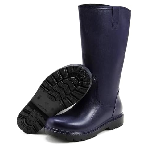 RIUETAR Rain Boots for Men, Comfort Waterproof Rubber Boots Mens Durable Anti-Slip Mud Garden Boots for Hunting Gardening Farming Fishing, Wide Calf Raining Shoes Outdoor Work Boots Cover