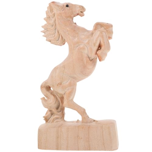 BESPORTBLE Statue de cheval en bois - Petite figurine délicate en bois avec pied surélevé - Décoration de table durable pour salon, bureau, café et...