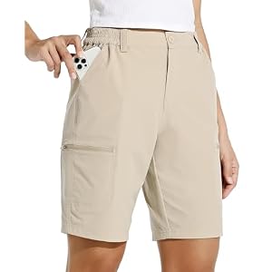 Willit Women’s 10″ Hiking Cargo Shorts Stretch Golf Active Long Quick Dry Outdoor Summer Shorts