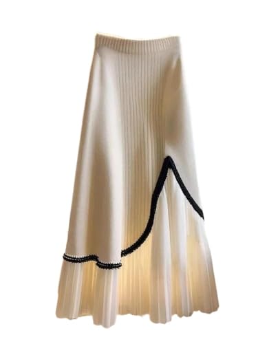 Women Thicked Patchwork Knitting Pleated Skirt Women's Casual A-Line Skirts