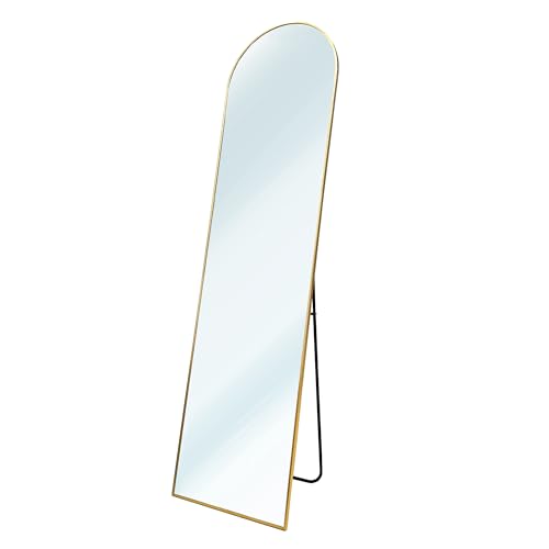 Nyana Espejo de Pie Metálico Metal Round Home | Cuerpo Entero 150x40 o 160x50 cm | Soporte Ajustable y Marco de Aleación Metálica | Diseño Moderno y Elegante | Gran Formato HD (150x40 cm)