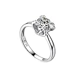 SDyudDS Anillos, Anillo de Compromiso Oro Blanco 18 Quilates for Ella. Anillos Boda Redondos moissanita Blanca Cuatro Garras 0,5 Oro(0.5ct,N 1/2)