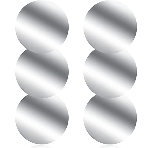 Czkonore Metallplatte Metallplättchen Selbstklebend, 6 Stück Handy Metall Platte Selbstklebende Set, Mit 3M Kleber für Magnete Kfz Zubehör Handy Handyhalterung Auto, Silber