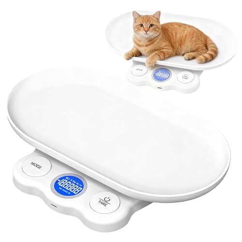 Báscula digital para animales pequeños, 15 kg, con 4 modos de pesaje (g/kg/lb/st;lb), recargable, báscula digital para gatos, mascotas, cocina