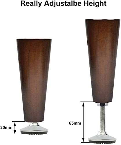 Drenky Stellfüße Höhenverstellbar, M10 x 50mm Möbelfüße Verstellbar 4 Stück Schraubfüße mit Einschlagmuttern und Geräuscharme rutschfeste Kunststoffbasis