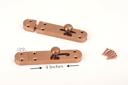 Image of 4 Pieces Baby Latch for Bathroom /PVD Rose Gold Latch Lock for Main Door /Door Lock Latch for Home /Bedroom /Office & Door Stopper (PVD Rose Gold, Pack of 4)