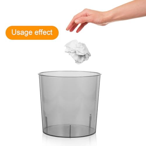Caneca de basura pequeña gris de plástico para hogar y oficina miniatura 3