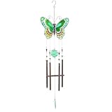 MUMTOP Butterfly Wind Chimes for Outside, Stained Glass Wind Chime Windchimes for Patio, Outdoor,Garden,Yard,Coastal,Window,Home Decor or Gifts for Women(Green)
