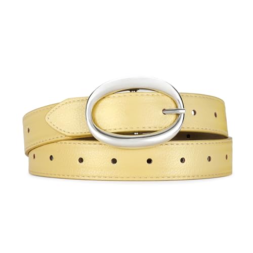 Women's Belt with Silver Buckle Faux Leather Fashion Belt for Casual & Formal Outfits Adjustable Waist Belt Gift