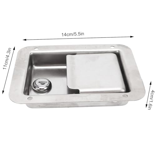 Image of Stainless Steel Toolbox Lock, Polished RV Handle Stainless Steel Tool Box Paddle Lock with 2 Keys Replacement for RV Trailer Truck Mobile Machinery Shop