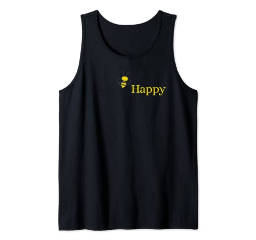 Bee Happy Abeja Smile Hummel Funny Mujer Mujer Lindo Camiseta sin Mangas Cover
