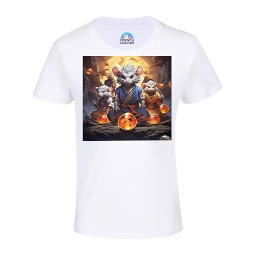 French Unicorn Camiseta Hombre Cuello Redondo Algodón Bio Dragon Rats Anime Manga,...