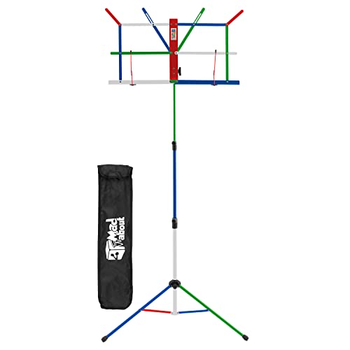 Mad About MA-MS06 Zusammenklappbarer Notenständer, - Leicht zusammenklappbarer tragbarer Notenständer mit Tragetasche - Mehrfarbig