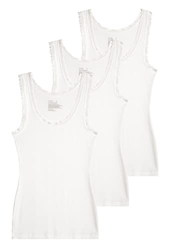 Comfneat Women's 3-Pack Sleepwear Lace Trim Tank Tops Stretchy Undershirts