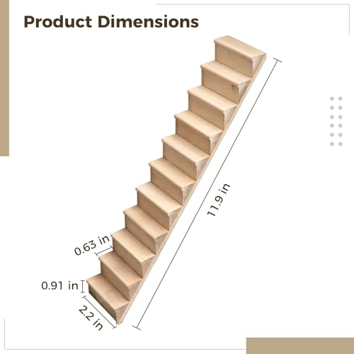Escaleras de madera sin pintar 1:12 con pasamanos de alta precisión para modelismo 2