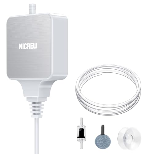 NICREW Aquarium Luftpumpe bis 40 L, Nano Silent Sauerstoffpumpe 18 L/H, 1,5 W, sehr Leise