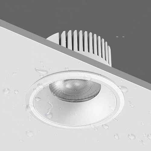 Foco LED empotrable IP65, Resistente al Agua, para baño, lámpara de Acento, Foco de Techo de 8,9 cm para Sala de Estar, Dormitorio, Cocina, Orificio Abierto de 7,5 cm.