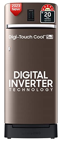 Samsung 215 L 5 Star Digi-Touch Cool, Digital Inverter Direct Cool Single Door Refrigerator (RR23C2F35DX/HL, Luxe Brown, Base Stand with Drawer 2023 Model)