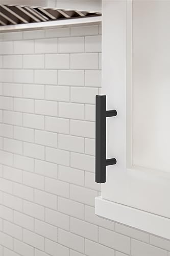 Image of Amerock 10 Pack 3 inch Bar Pulls Square Matte Black Drawer Pull | 3 inch (76mm) Center-to-Center Mounting Distance and 5-5 /16 inches Overall Length, Durable Zinc Cabinet Hardware
