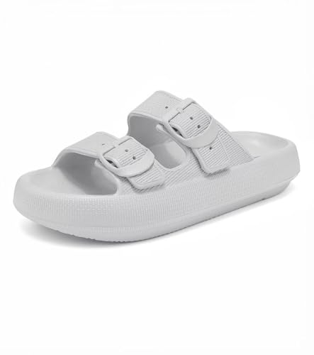 Image of Haifago Cloud Slide Sandals for Women Comfort Recovery Pillow Sandal, Lightweight House Bathroom Shower Slippers Adjustable Double Buckle Platform Slide